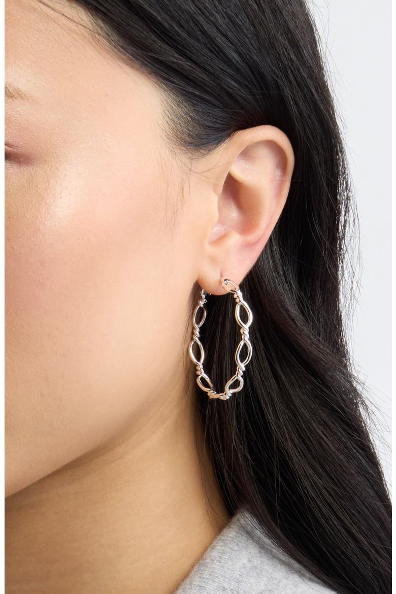 Twisted Figure 8 Hoop Earrings, Alternate, color, SILVER