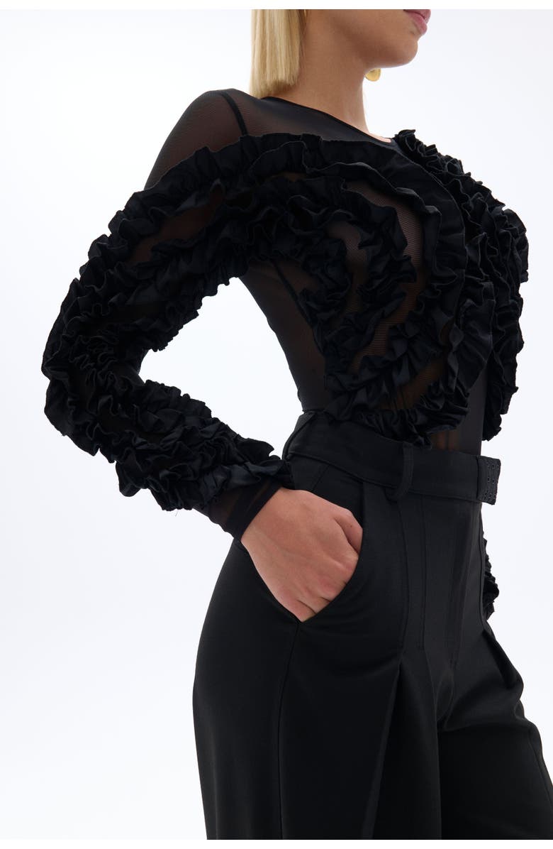 Nocturne Tulle Body with Ruffle Detail, Alternate, color, 