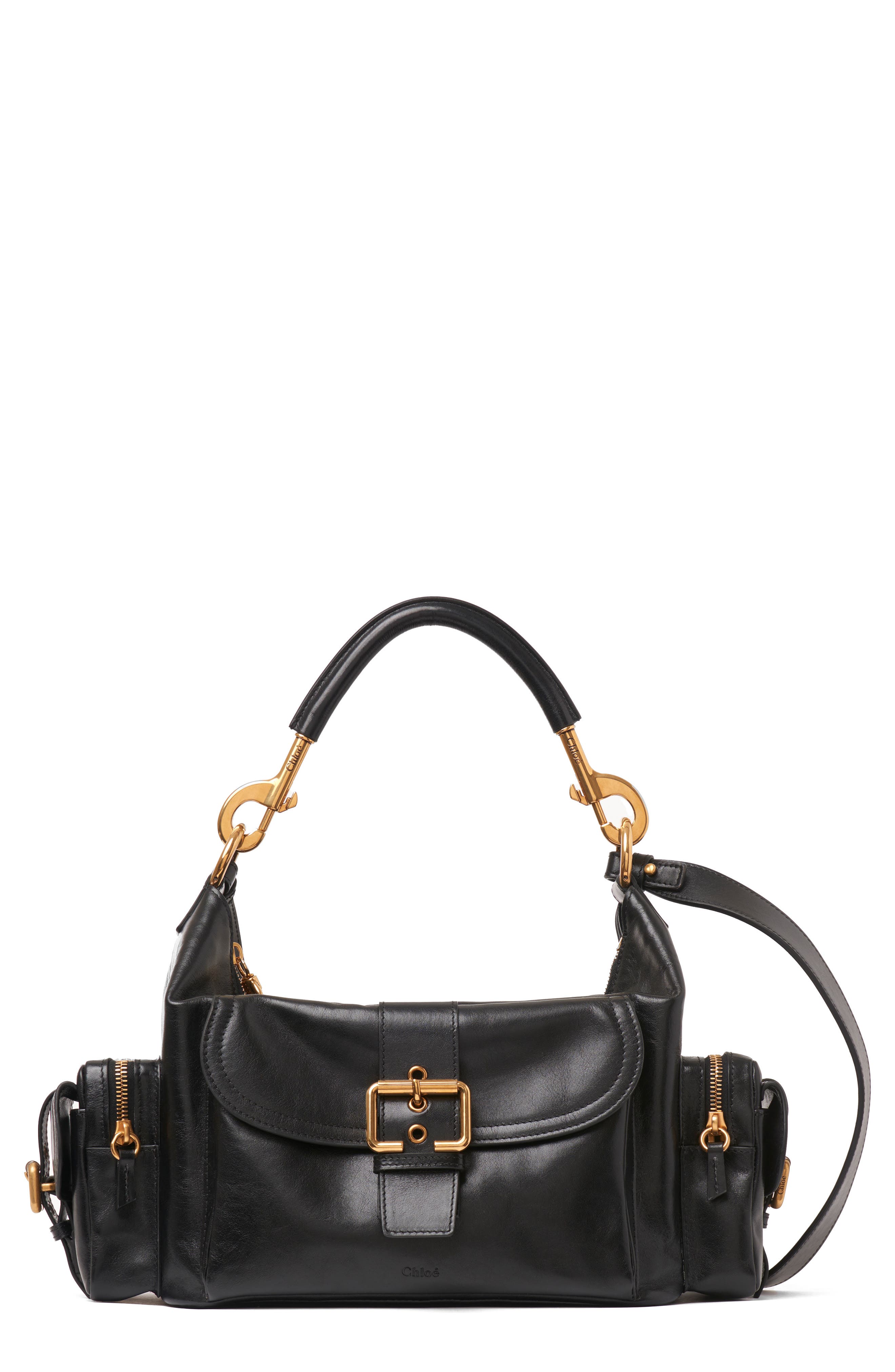 Chloé Camera Leather Top Handle Bag, Main, color, Black