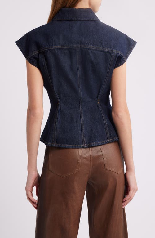 Frame Womens Rinse Nipped Pointed-collar Denim Vest In Rinse