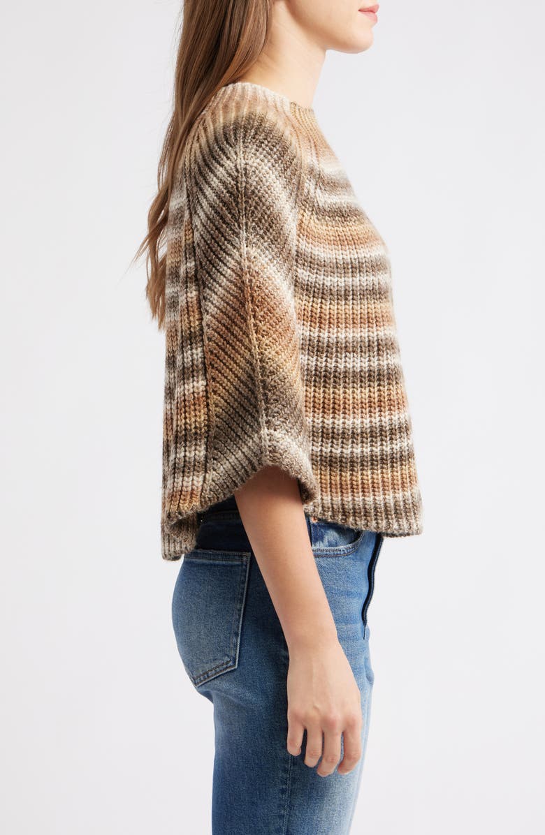 Wit & Wisdom High Round Neck Stripe Capelet, Alternate, color, Butter Toffee/ Mocha Multi