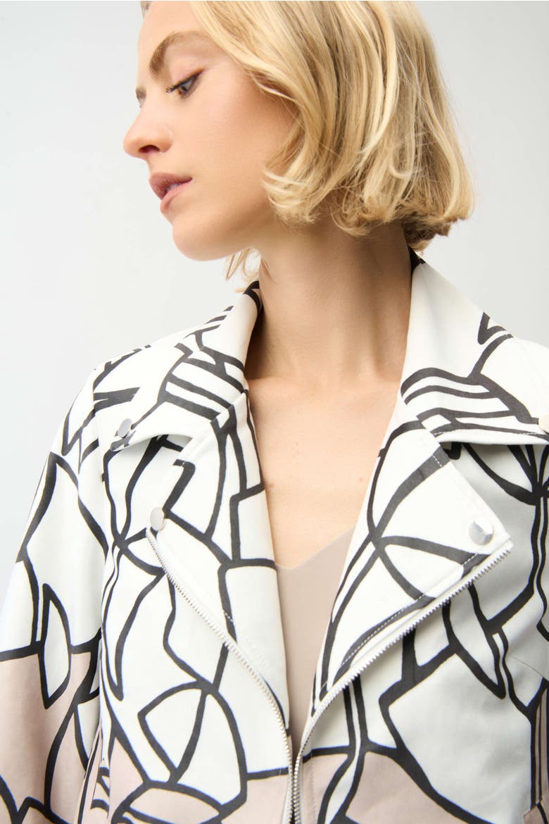 Faux Suede Abstract Print Swing Jacket, Alternate, color, Vanilla/Multi