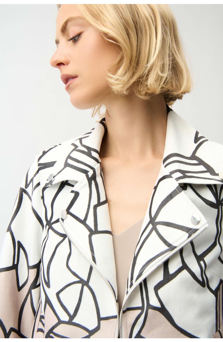 Joseph Ribkoff Faux Suede Abstract Print Swing Jacket, Alternate, color, Vanilla/Multi