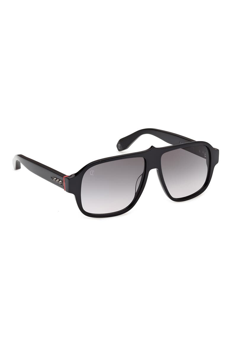 59mm Gradient Navigator Sunglasses, Alternate, color, BLACK/ METAL/ CRYSTAL/SMOKE