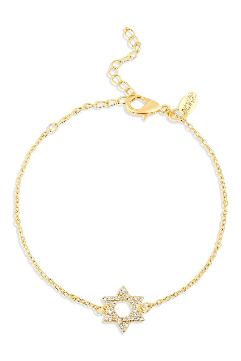 Pavé Cubic Zirconia Star of David Bracelet, Main, color, GOLD