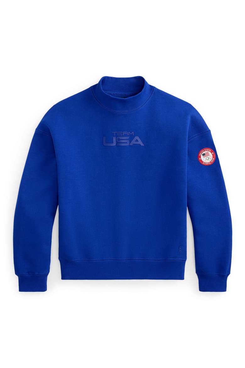 Team USA Fleece Mock Neck Sweatshirt, Alternate, color, SAPPHIRE STAR