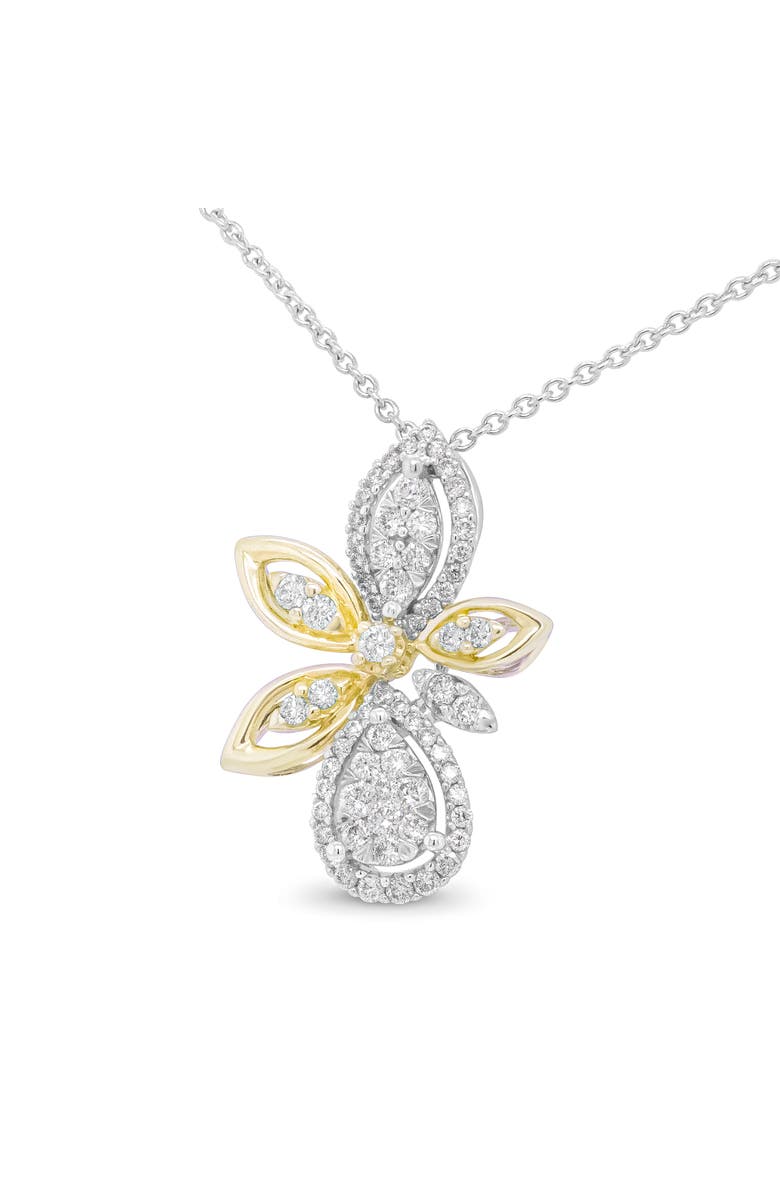 Haus of Brilliance 14K White and Yellow Gold 5/8 Cttw Diamond Marquise Floral Style Pendant Necklace, Alternate, color, Yellow