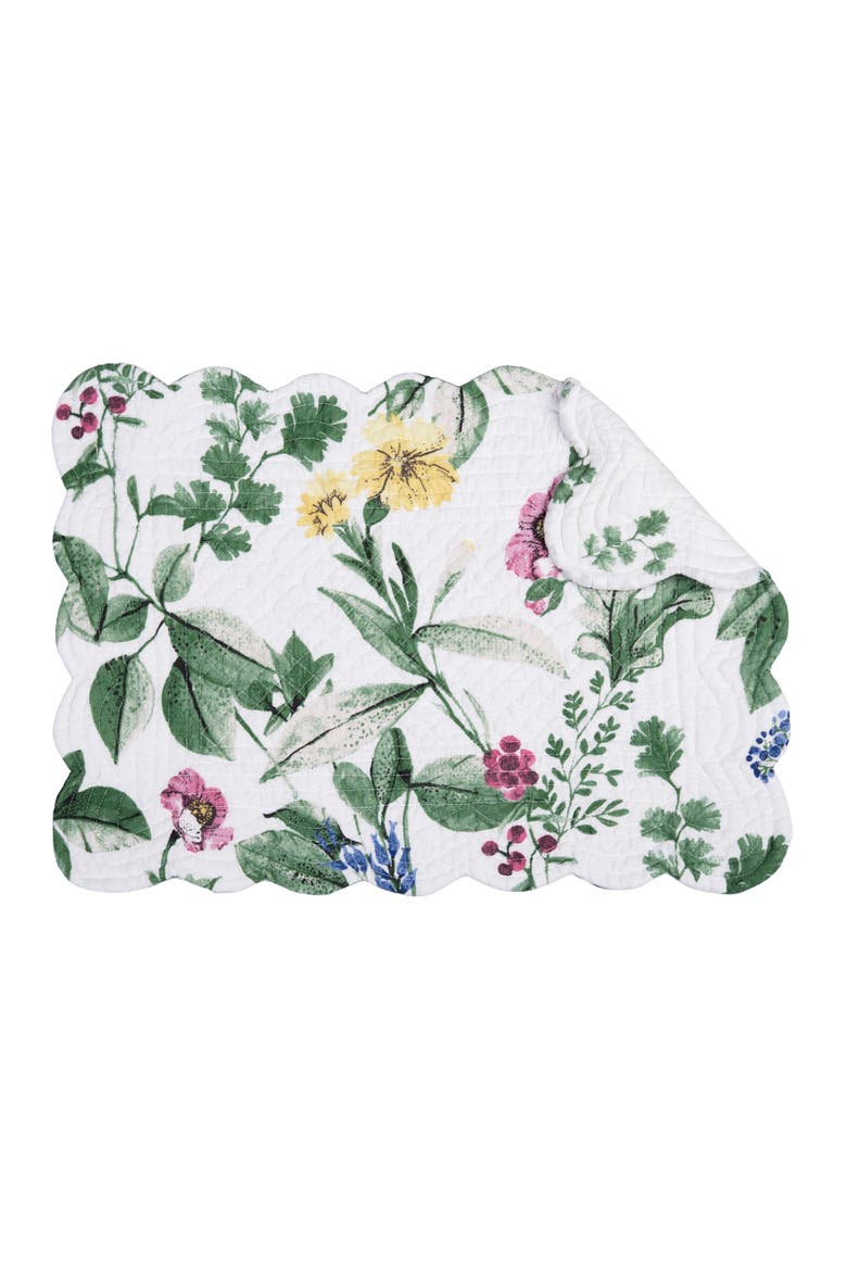 Marcy Blooms 100% Cotton Set of 6 Spring Placemats 13" x 19", Alternate, color, Green