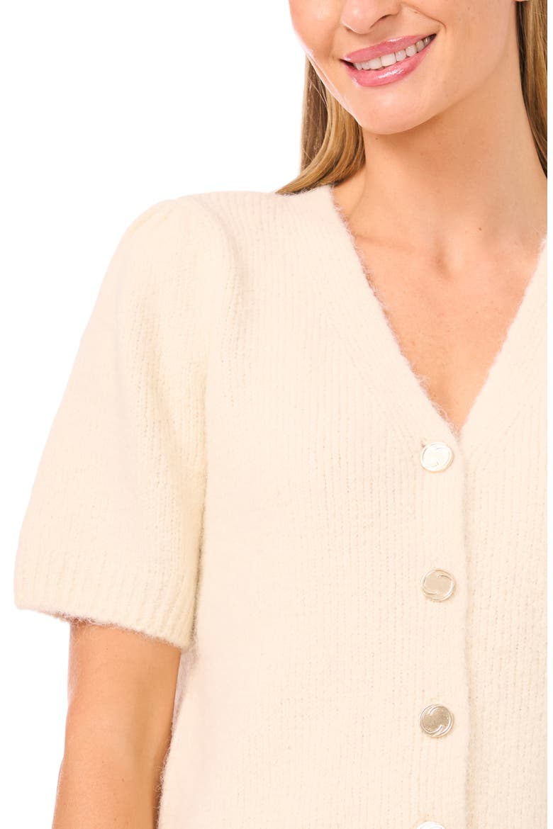 Hairy Puff Sleeve Cardigan, Alternate, color, MARSHMALLOW CREAM