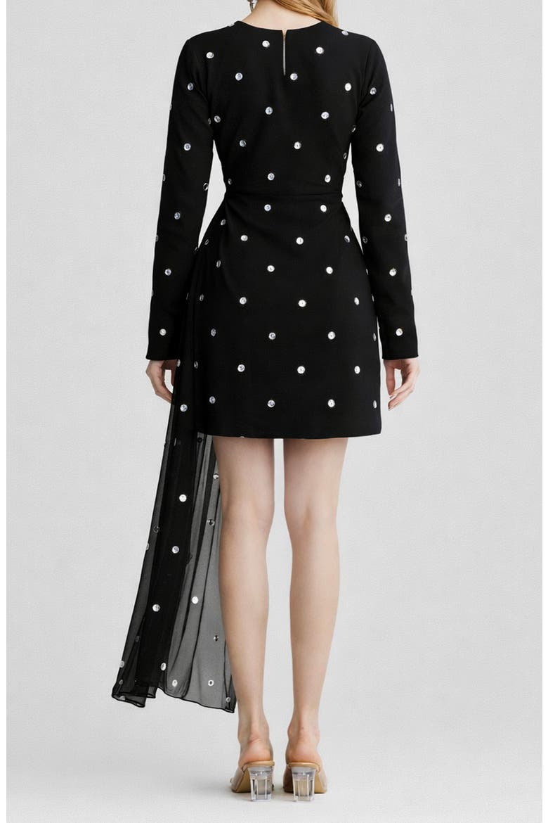 Kaia Long Sleeve Minidress with Removable Drape Belt, Alternate, color, BLACK