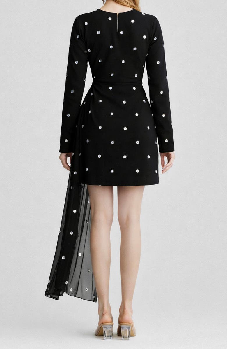 holiCHIC Kaia Long Sleeve Minidress with Removable Drape Belt, Alternate, color, Black