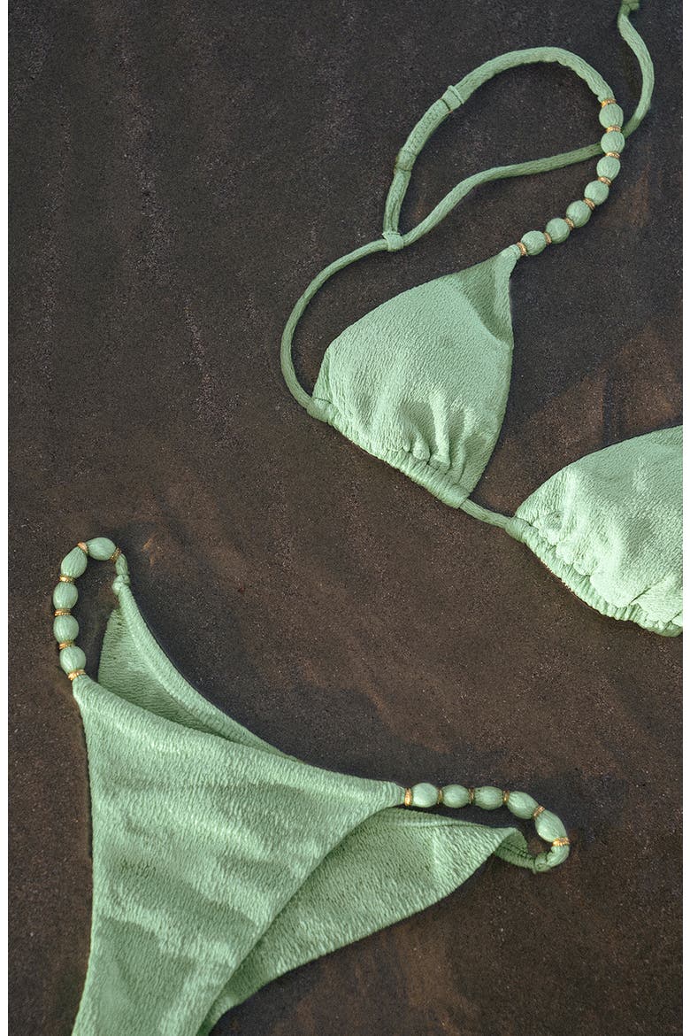 Firenze Beaded Triangle Bikini Top, Alternate, color, LIGHT GREEN