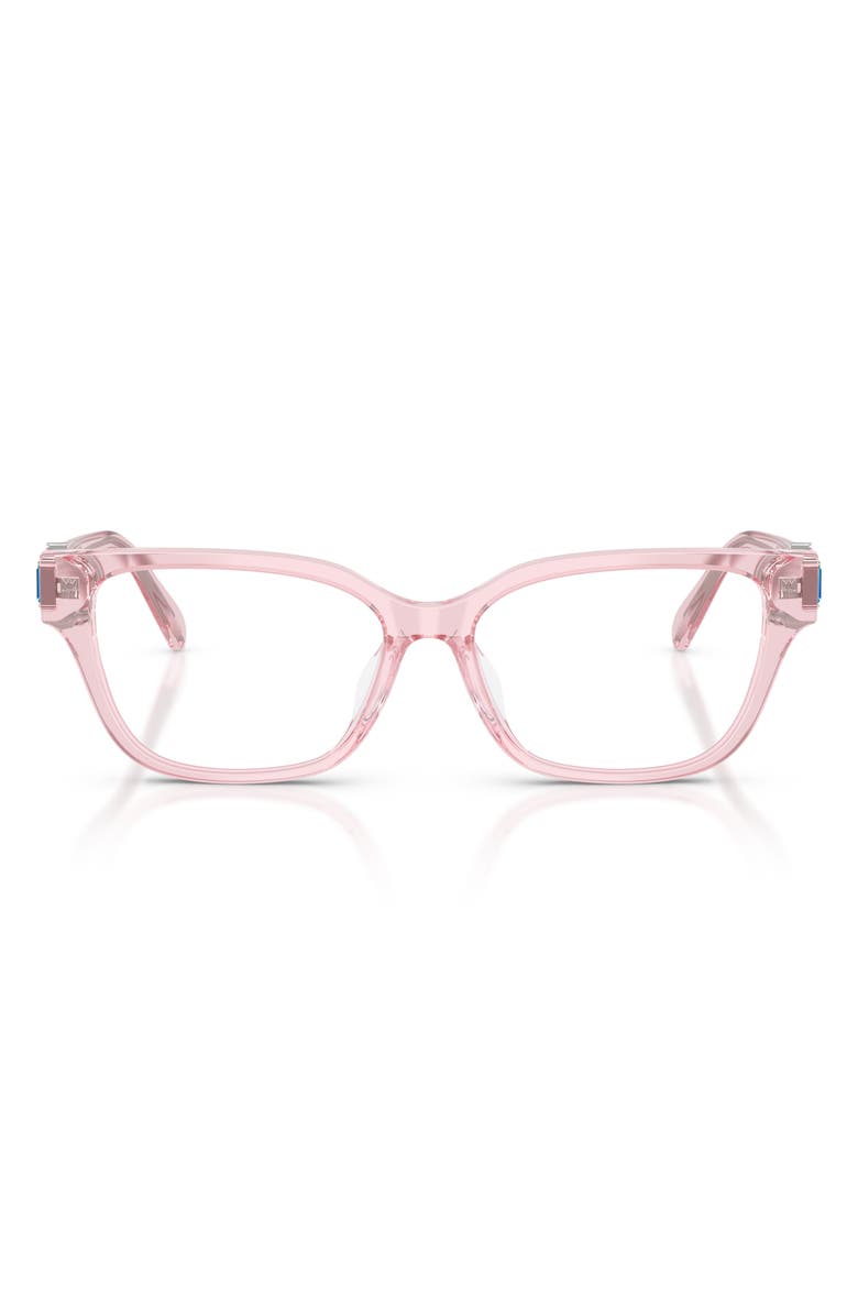 Swarovski 54mm Crystal Embellished Pillow Optical Glasses, Main, color, Transparent Pink / Demo Lens