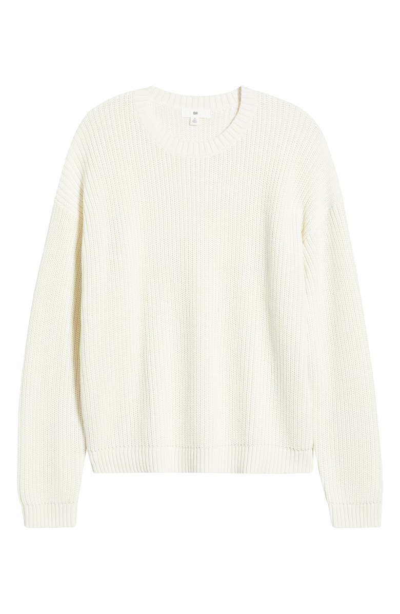 BP. Oversize Cotton Crewneck Sweater, Alternate, color, Ivory Egret
