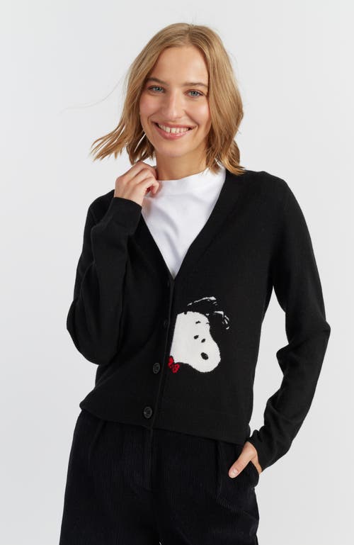 Chinti & Parker Wool-cashmere Snoopy Peekabow Cardigan In Black