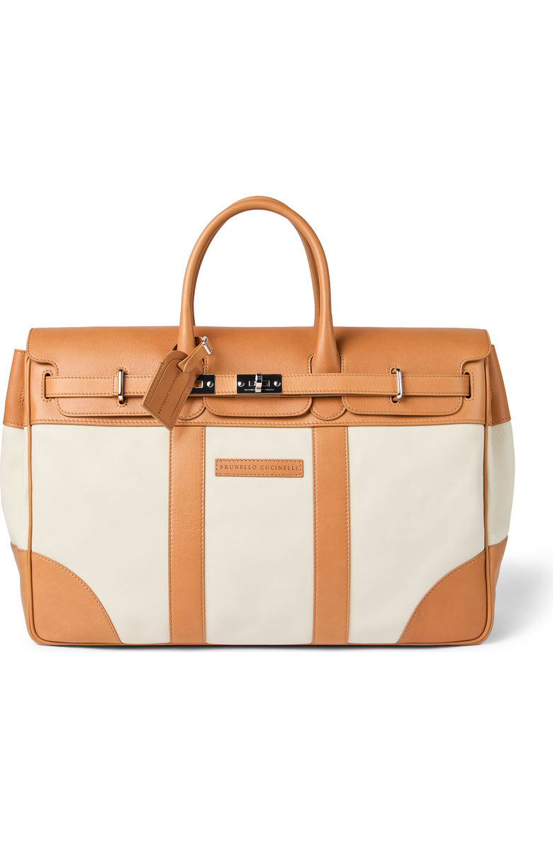 Brunello Cucinelli Calfskin and cowhide bag, Main, color, Ivory