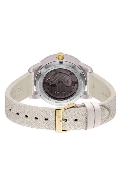 Lacoste 12.12 Automatic Off White Leather Strap Watch, 38mm In Metallic