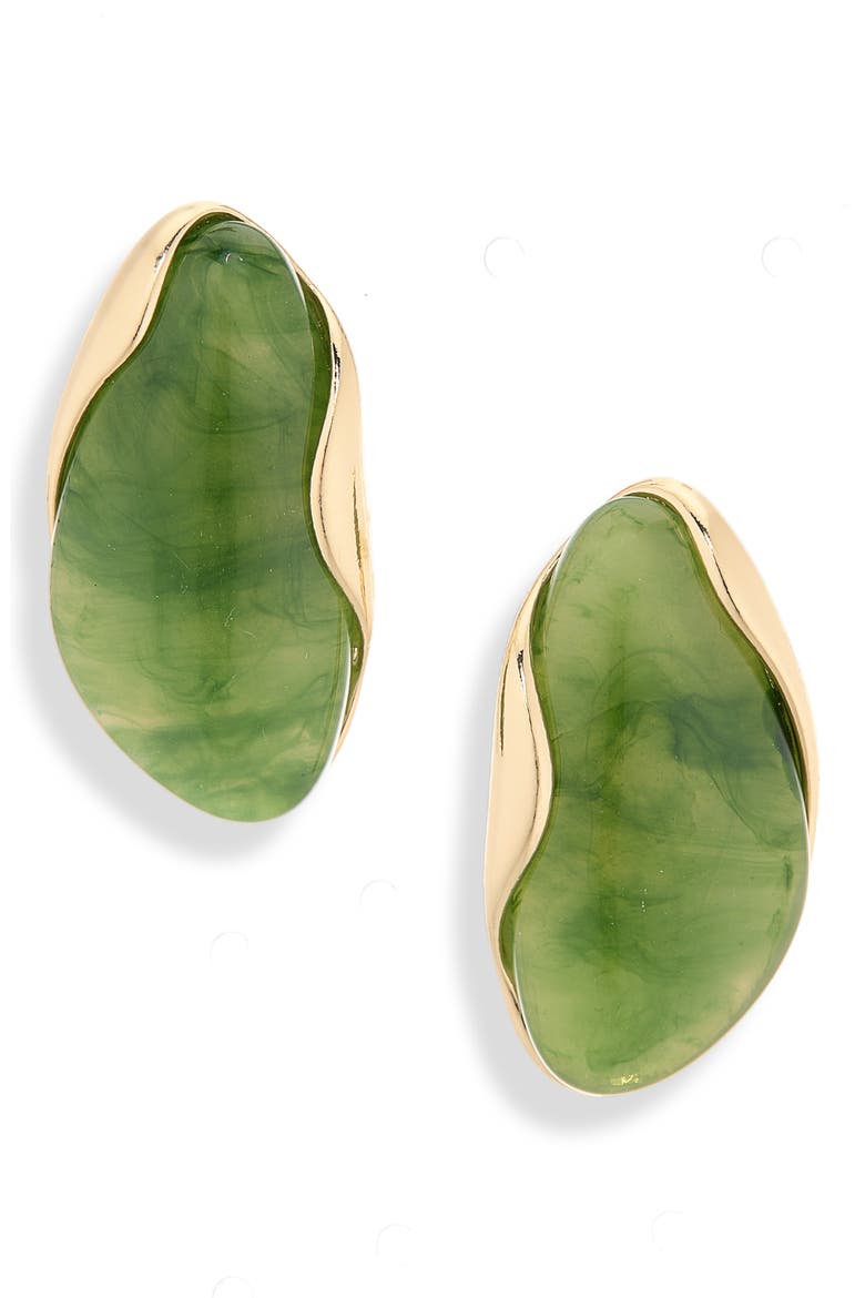 Statement Button Stud Earrings, Main, color, OLIVE GREEN