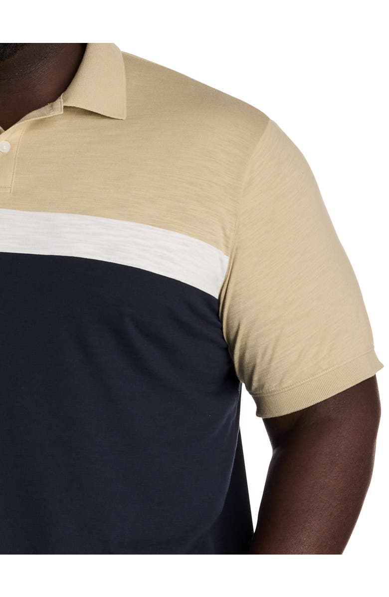 Harbor Bay by DXL Big & Tall Neutral Striped Polo Shirt, Alternate, color, White Pepper Multi