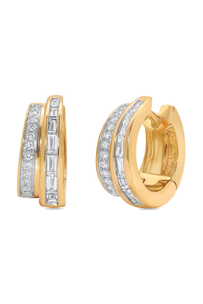Papua 2-Row Diamond Hoop Earrings, Main, color, YELLOW GOLD