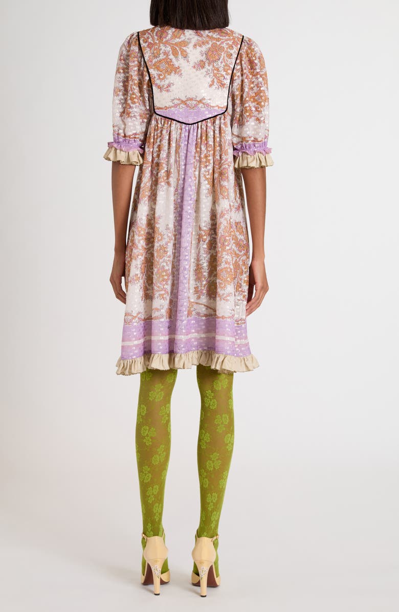 Valentino Garavani Embroidered Voyage Imaginaire Silk Georgette Dress, Alternate, color, Purple Multi