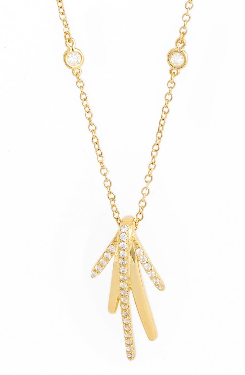 CZ by Kenneth Jay Lane Long Spike Cubic Zirconia Pendant Necklace, Alternate, color, Gold