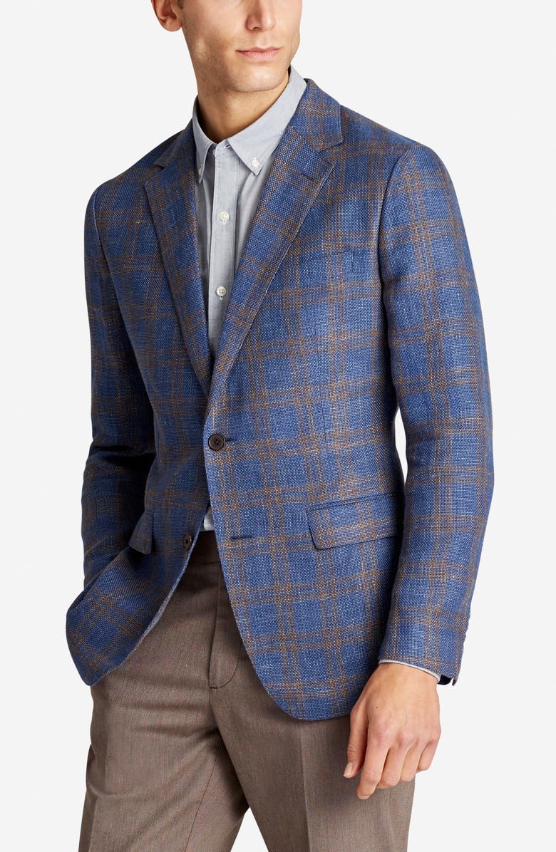 Bonobos Slim Fit Plaid Linen Blend Unconstructed Blazer, Alternate, color,
