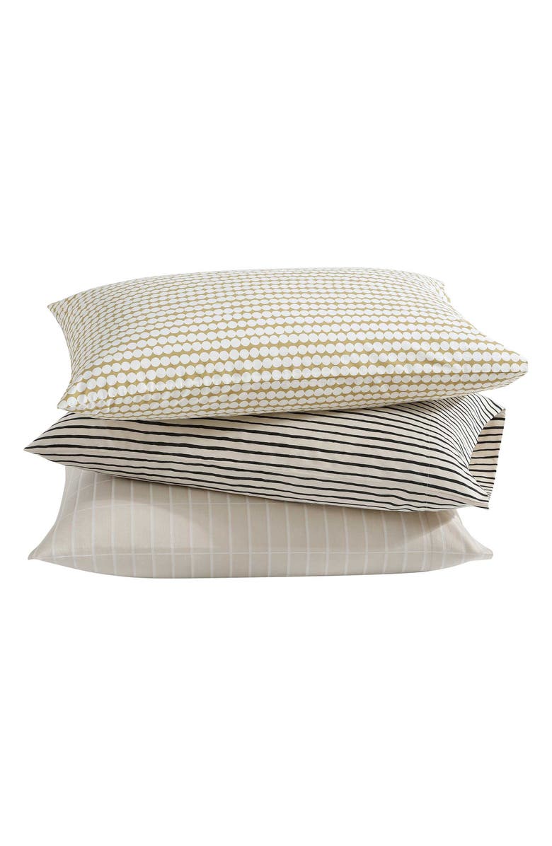 Marimekko Piccolo Stripe Cotton Sateen Queen Sheet Set, Alternate, color, Open Charcoal