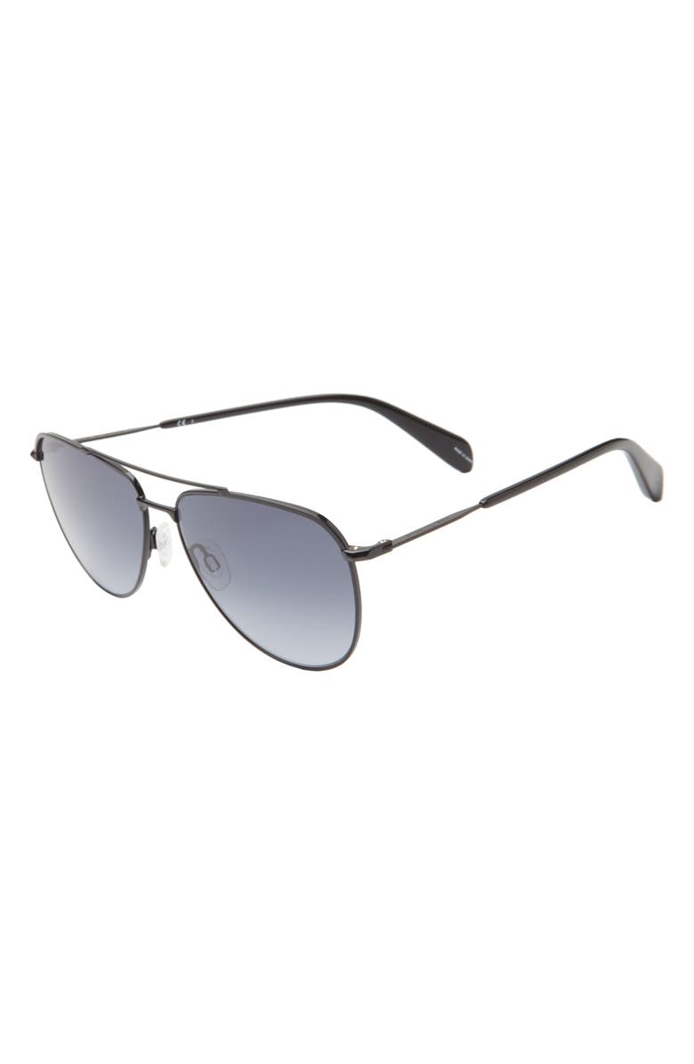 rag & bone 59mm Aviator Sunglasses, Alternate, color, Black Palladium/ Grey Shaded