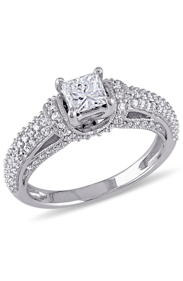 Julianna B. Diamond Princess Engagement Ring 14k, Main, color, 14K White Gold