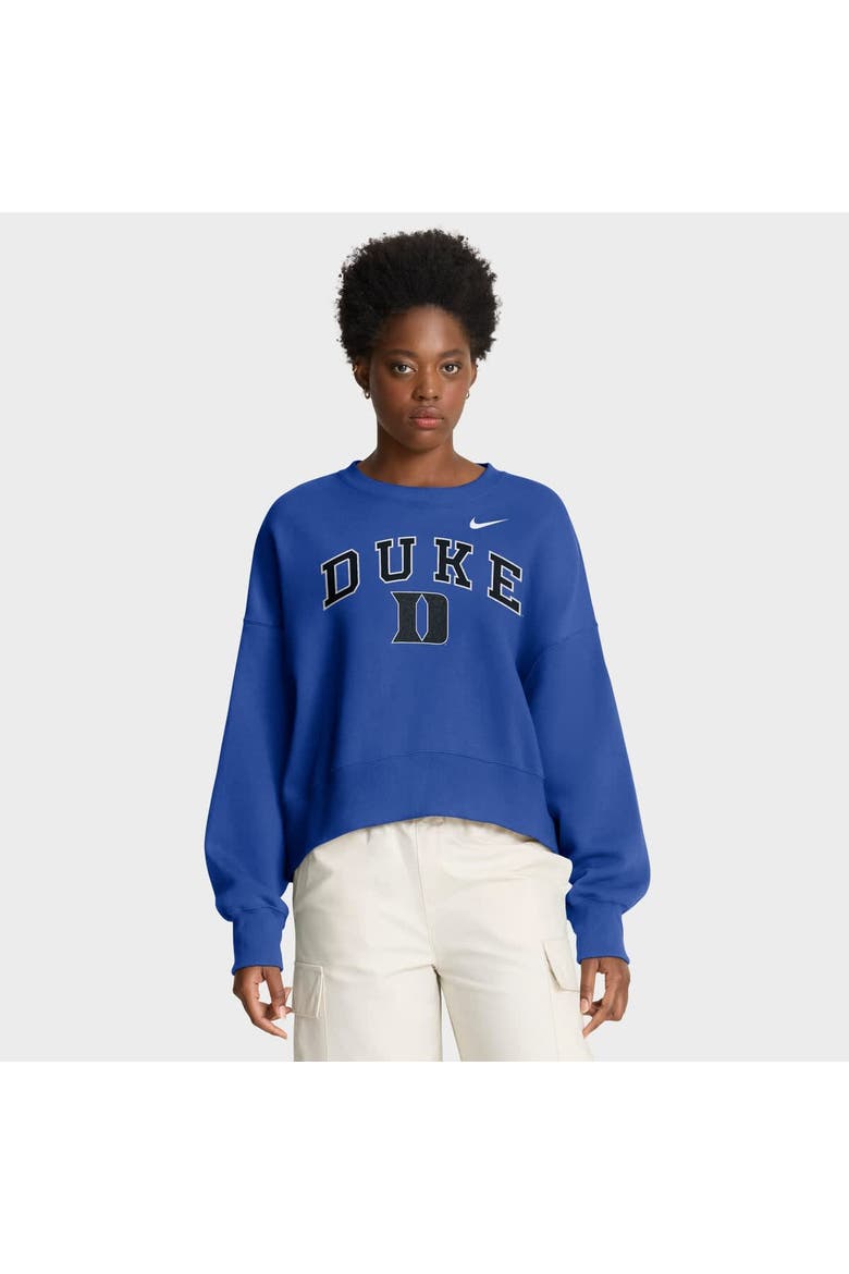 Women's Nike Royal Duke Blue Devils Oversized Phoenix Arch Pullover Sweatshirt, Main, color, Royal