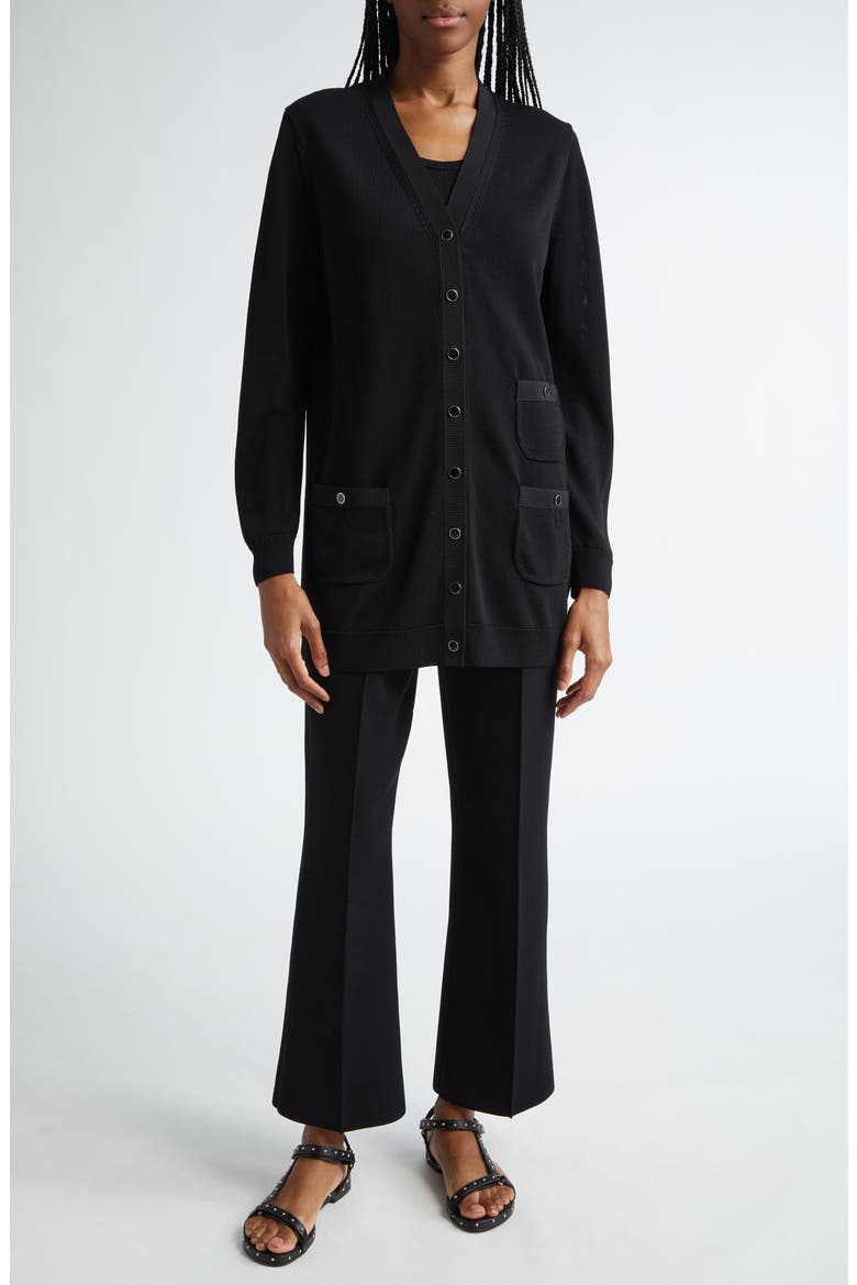 Three-Pocket Long Cardigan, Alternate, color, BLACK