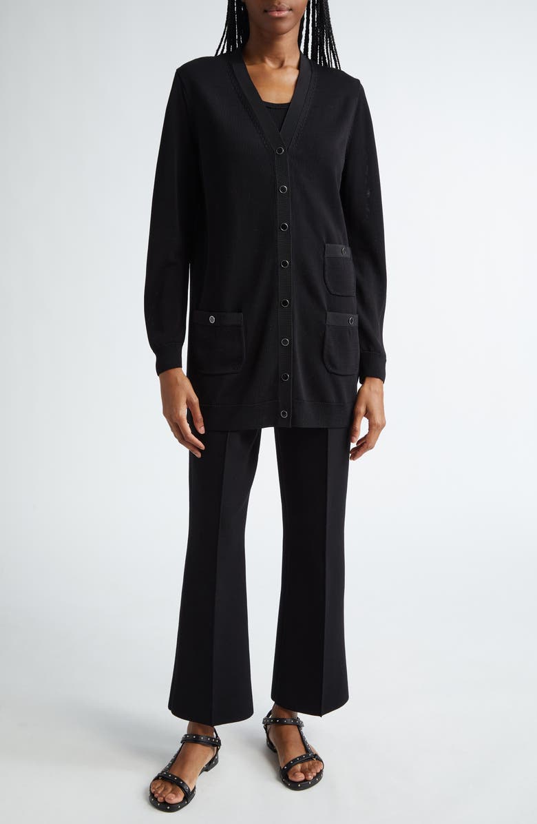 Lafayette 148 New York Three-Pocket Long Cardigan, Alternate, color, Black