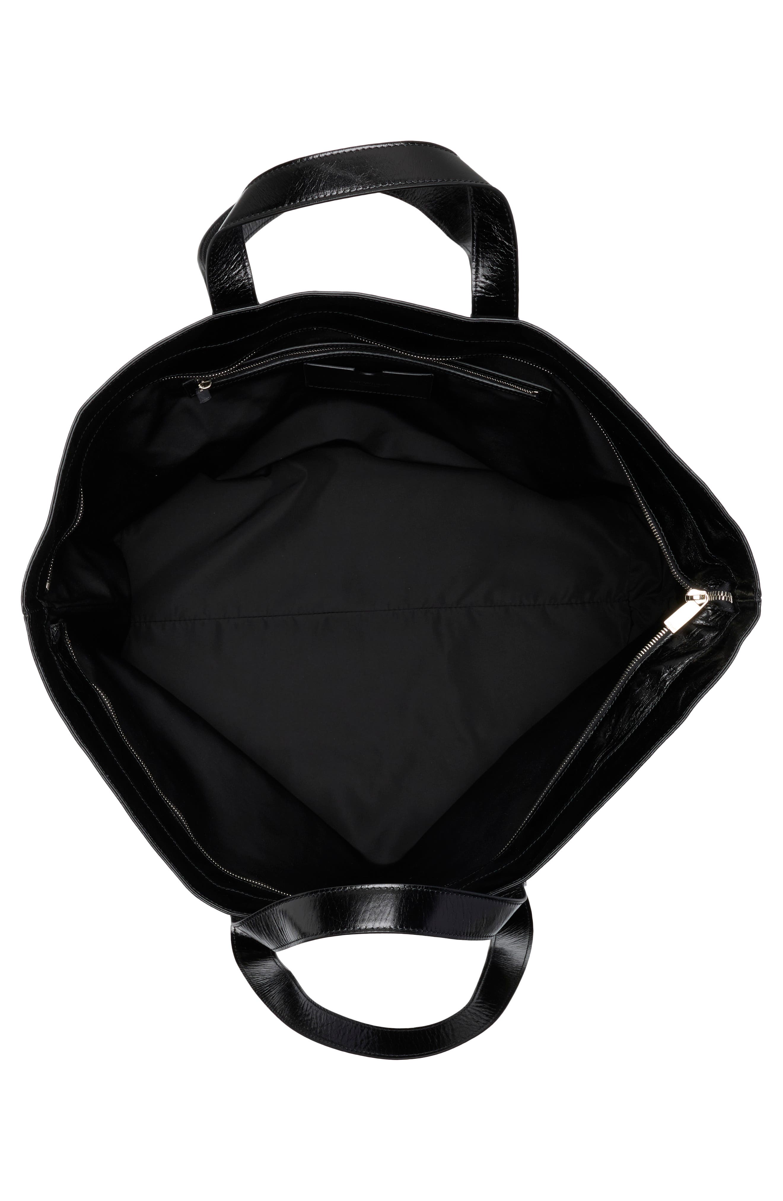Bookish Day Off Leather Tote Bag, Alternate, color, BLACK