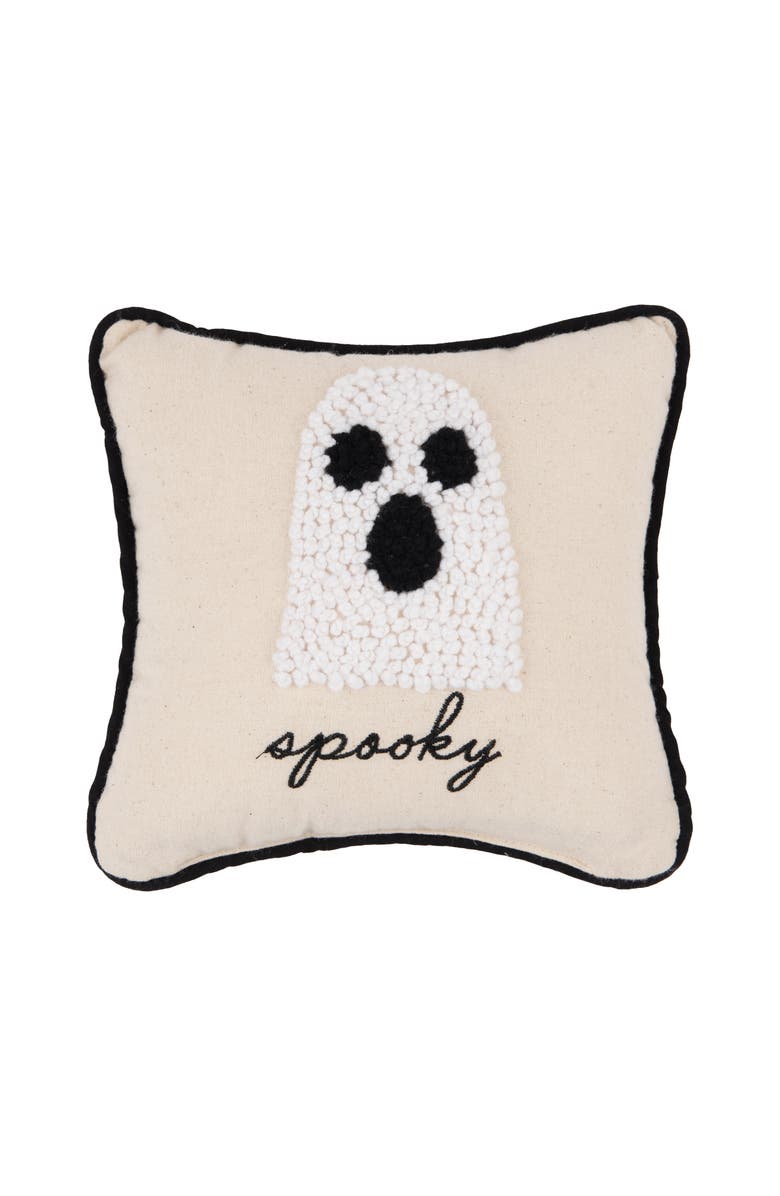 C&F Home Halloween Ghost French Knot Small/Petite Accent Pillow, 8" x 8", Main, color, Beige