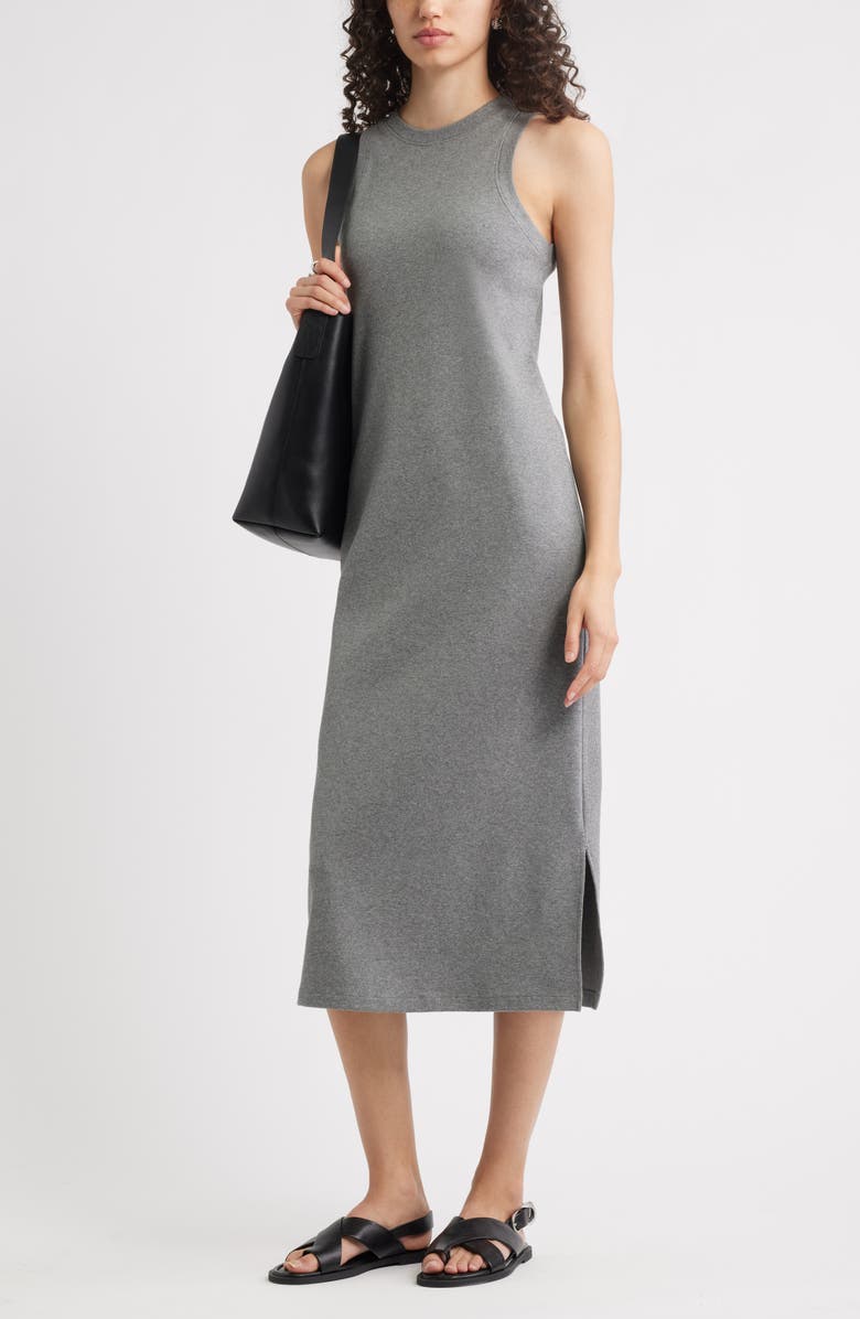 Nordstrom Stretch Cotton Ribbed Tank Dress, Alternate, color, Grey Dark Heather