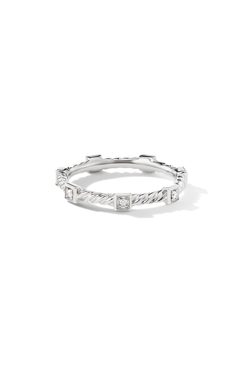 Cable Collectibles® Stations Stack Ring in 18K Yellow Gold with Diamonds, 2mm, Main, color, WHITE GOLD/ DIAMOND