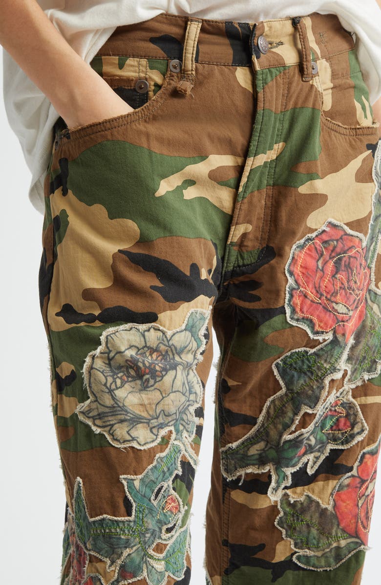 R13 Floral Appliqué X-Boyfriend Camo Pants, Alternate, color, 