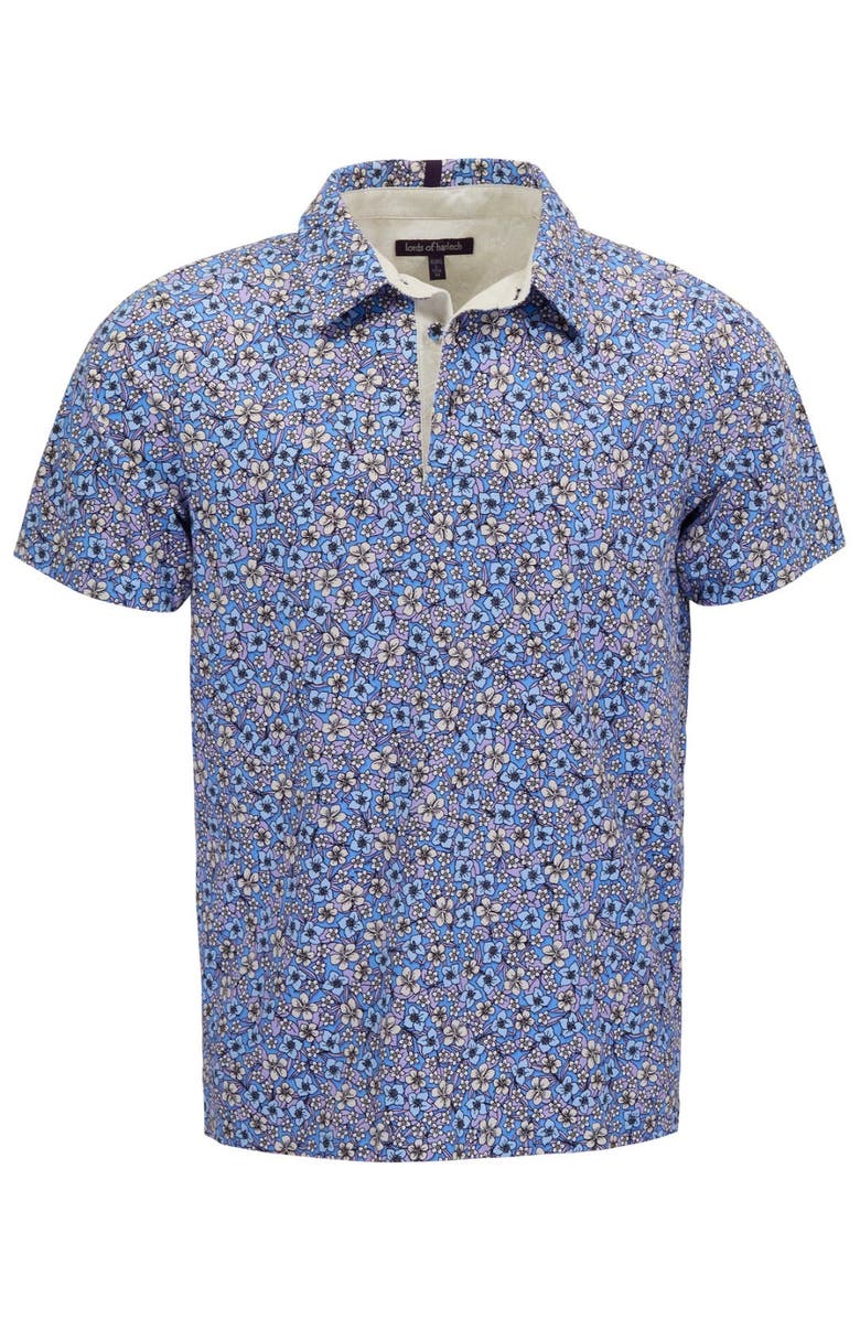 Lords of Harlech Floral Field Mens Knit Polo, Alternate, color, Floral Field Blue