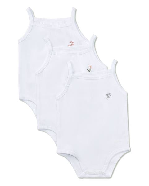 3 Pair Kids Floral Embroidered Bodysuits