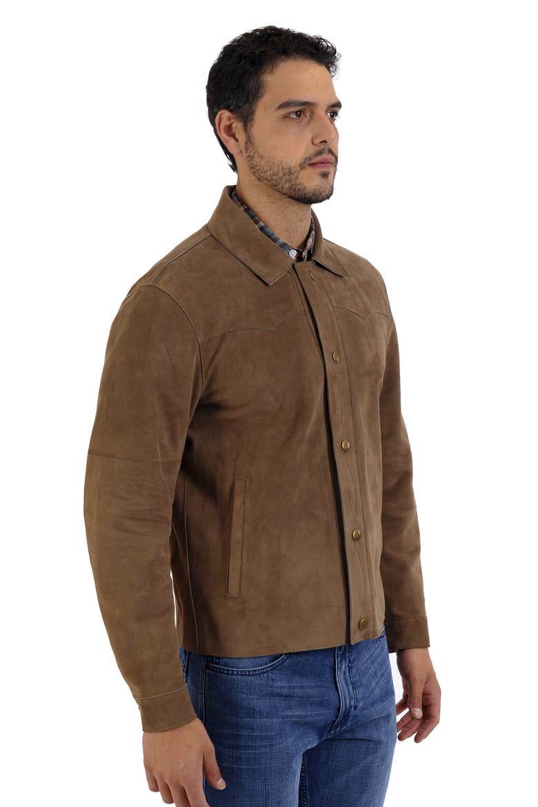 Suede Long Sleeve Shacket, Alternate, color, MIDDLE BROWN