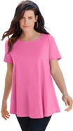 Roaman's Plus Size Ultimate Cotton Crewneck Short Sleeve Swing Tee