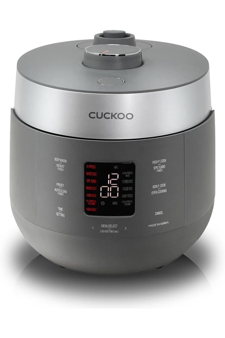 6-Cup (Uncooked) Twin Pressure Rice Cooker with Nonstick Inner Pot, Main, color, Grey