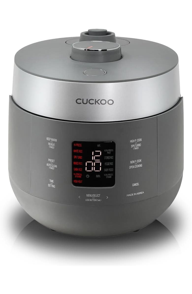 Cuckoo 6-Cup (Uncooked) Twin Pressure Rice Cooker with Nonstick Inner Pot, Main, color, Grey