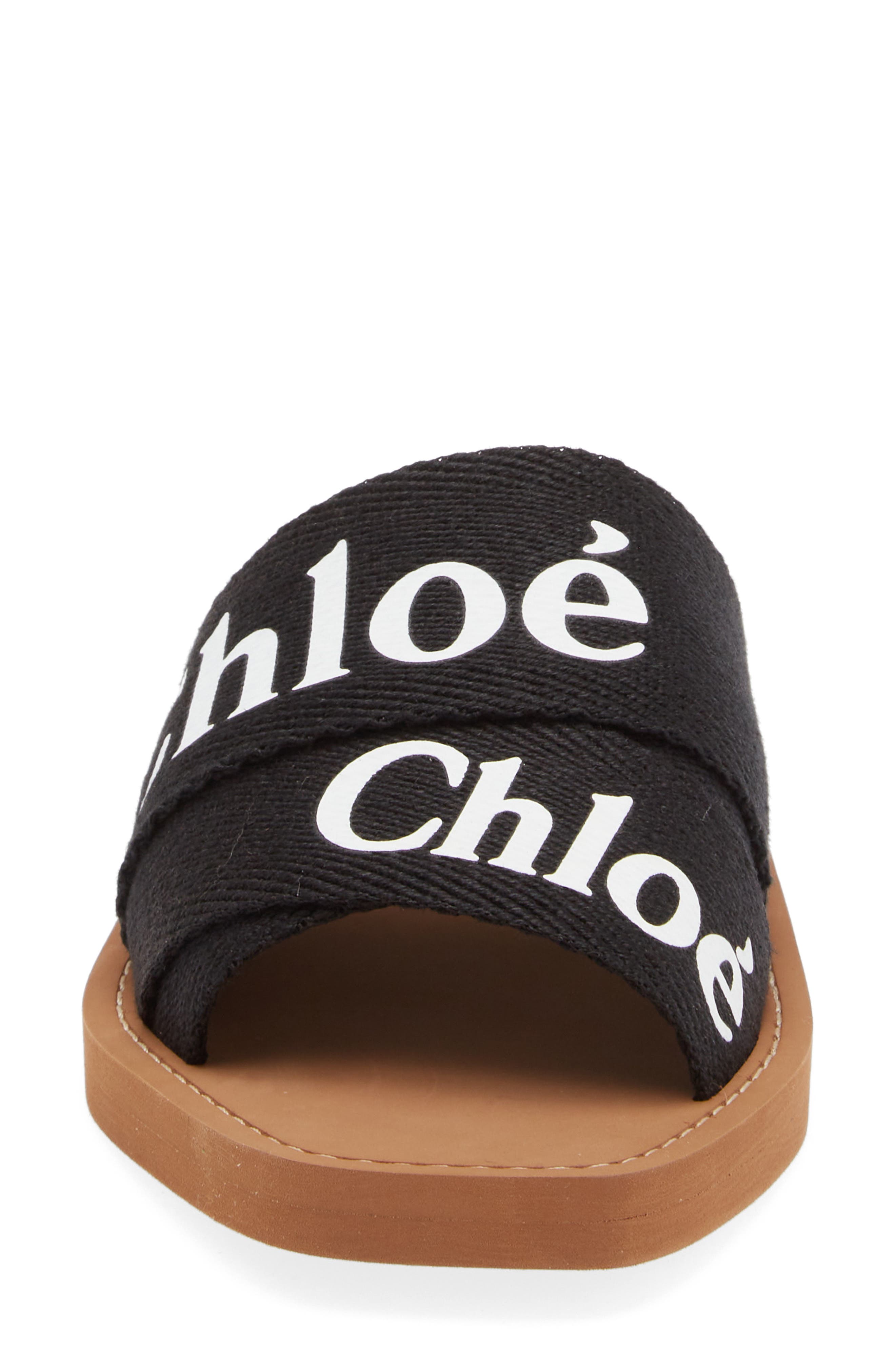 Chloé Woody Logo Slide Sandal, Alternate, color, Black
