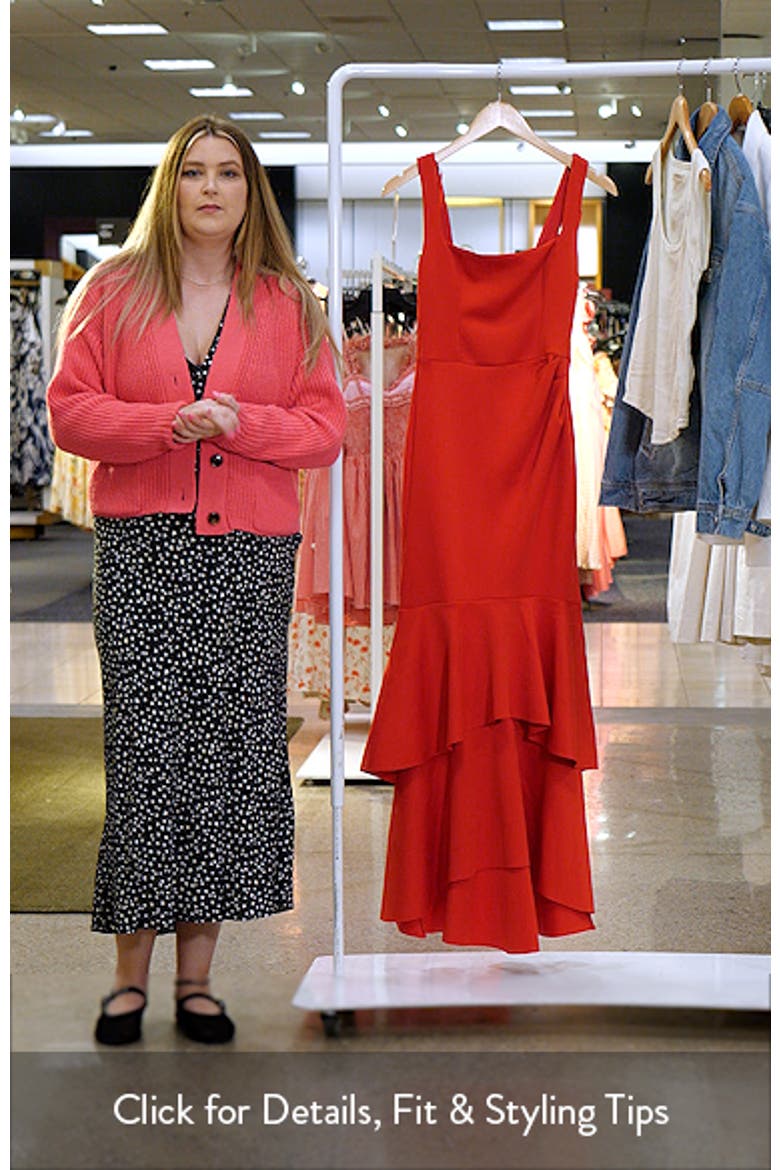 Red Tiered Ruffle Cocktail Dress video