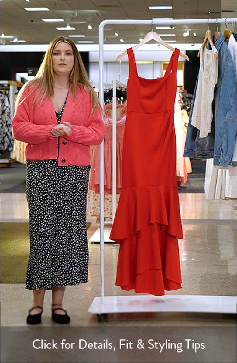 Red Tiered Ruffle Cocktail Dress, sales video thumbnail