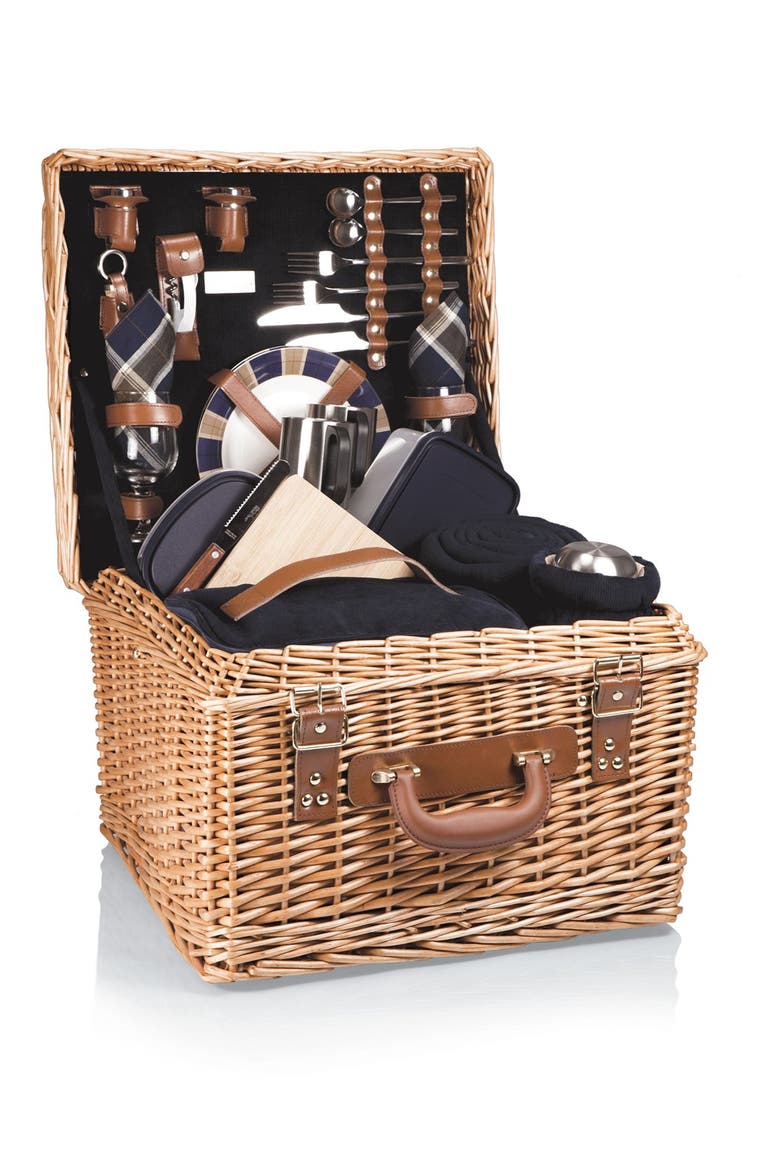 'Canterbury' Wicker Picnic Basket, Alternate, color, BLUE
