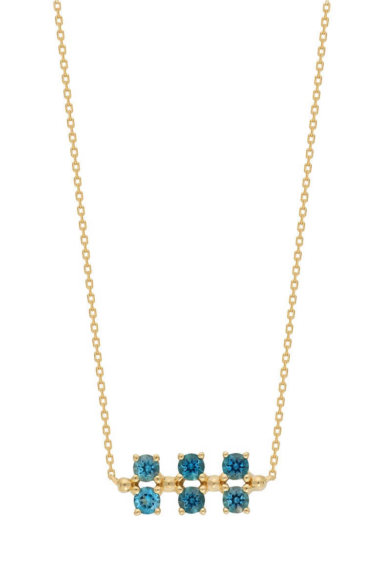 Three-Row Semiprecious Stone Pendant (Nordstrom Exclusive), Main, color, 14K YG LONDON BLUE TOPAZ