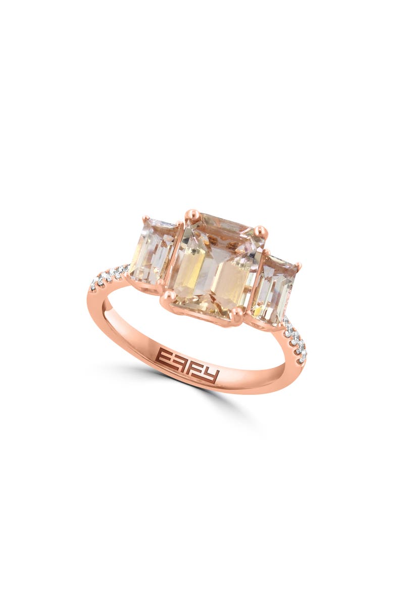 EFFY 14K Rose Gold Diamond & Morganite Ring, Main, color, 